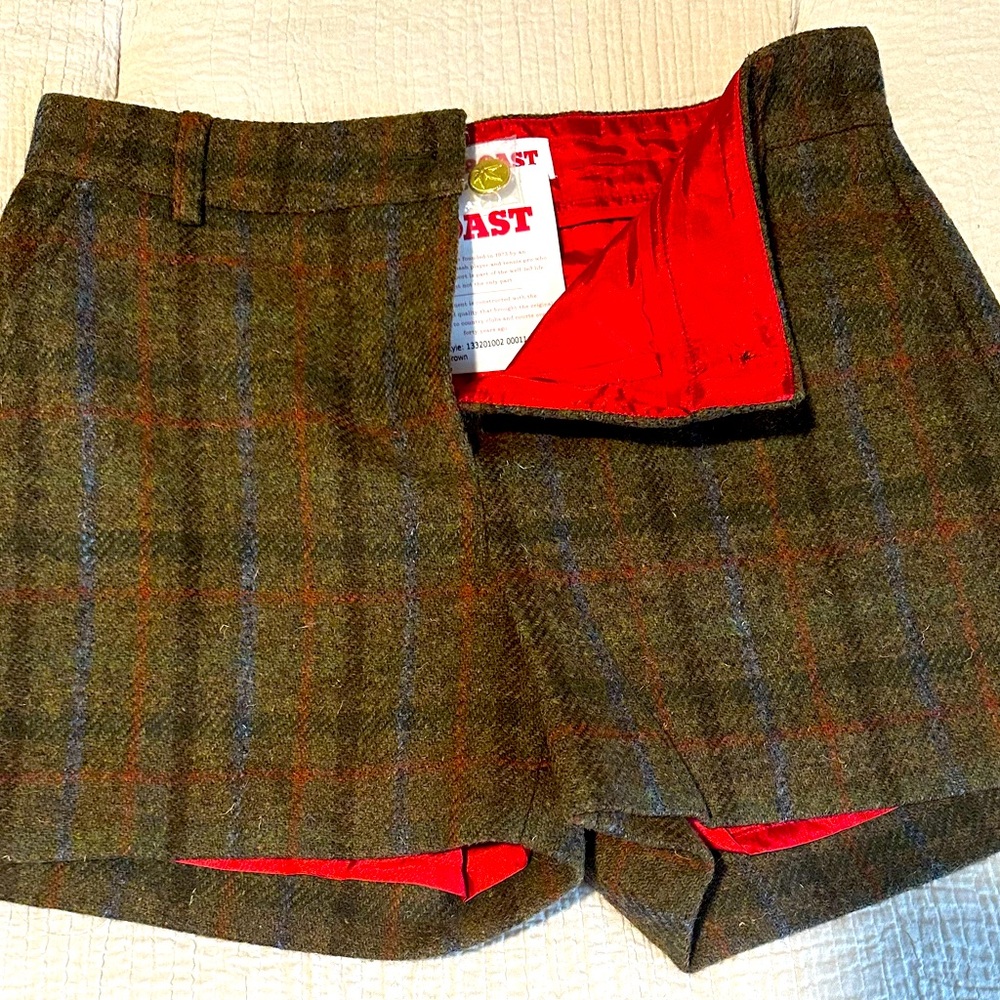 BOAST Size 6 32” Waist Harris Tweed Wool Shorts Plaid Lined NEW Brown Green